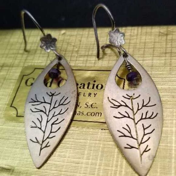 Tree of life vein earrings E0178 - Picture 1 of 2
